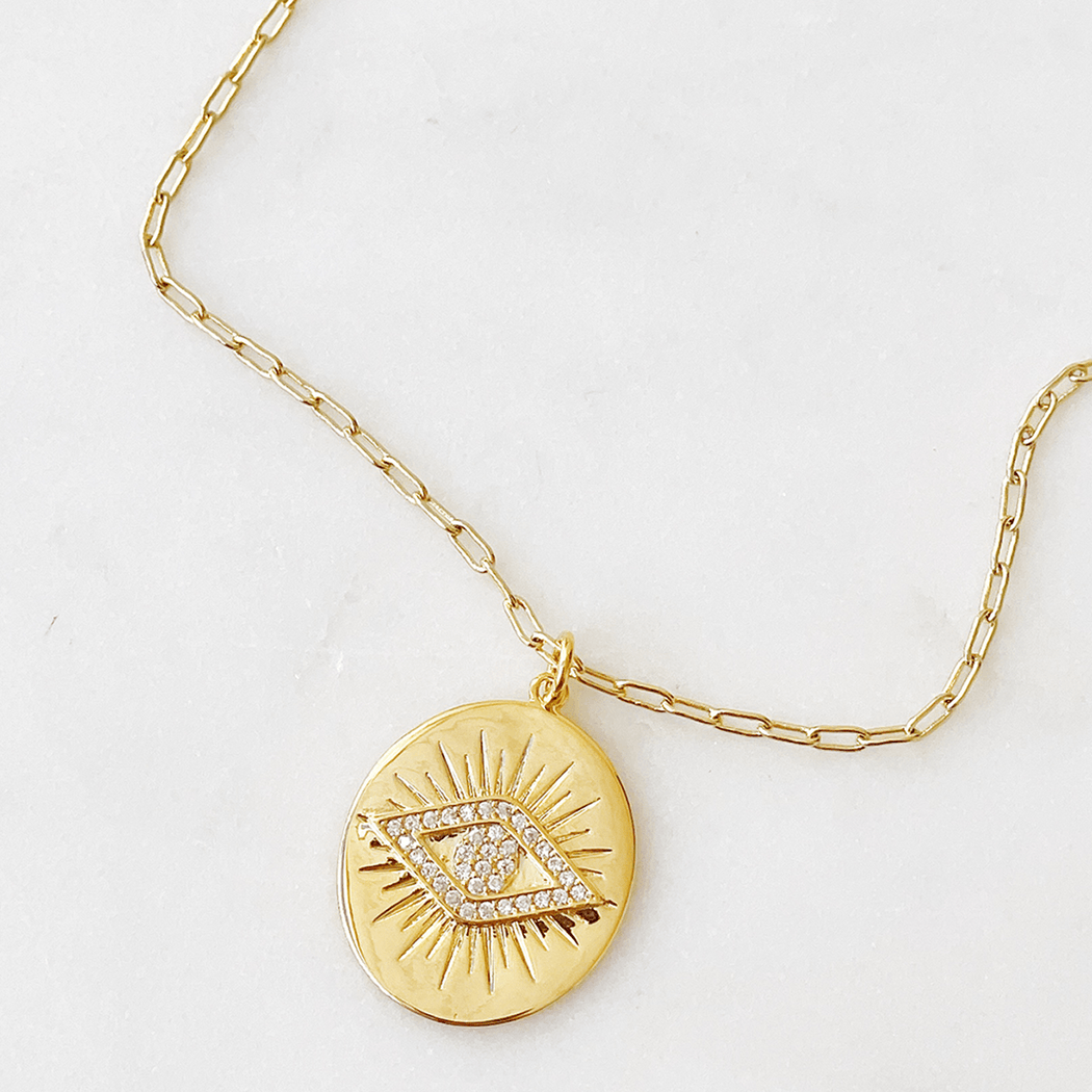 Gilded Evil Eye Coin Necklace - Lockwood Shop - Lucky Collective