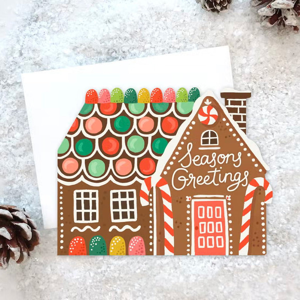 Gingerbread House Die Cut Greeting Card - Lockwood Shop - Idlewild Co