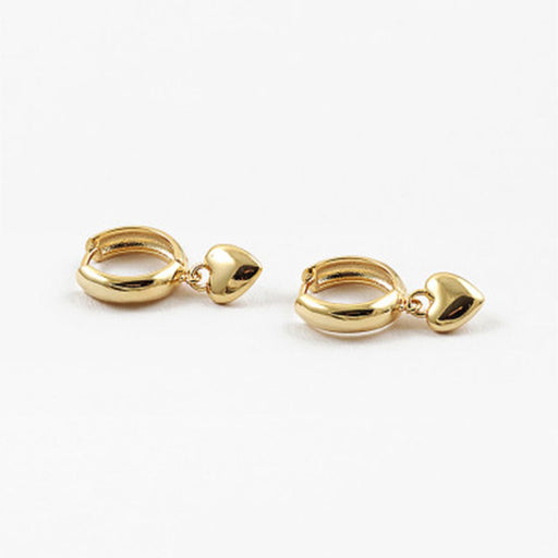 Gold Heart Huggie Hoop Earrings - Lockwood Shop - Blue Sky Jewelry Corp