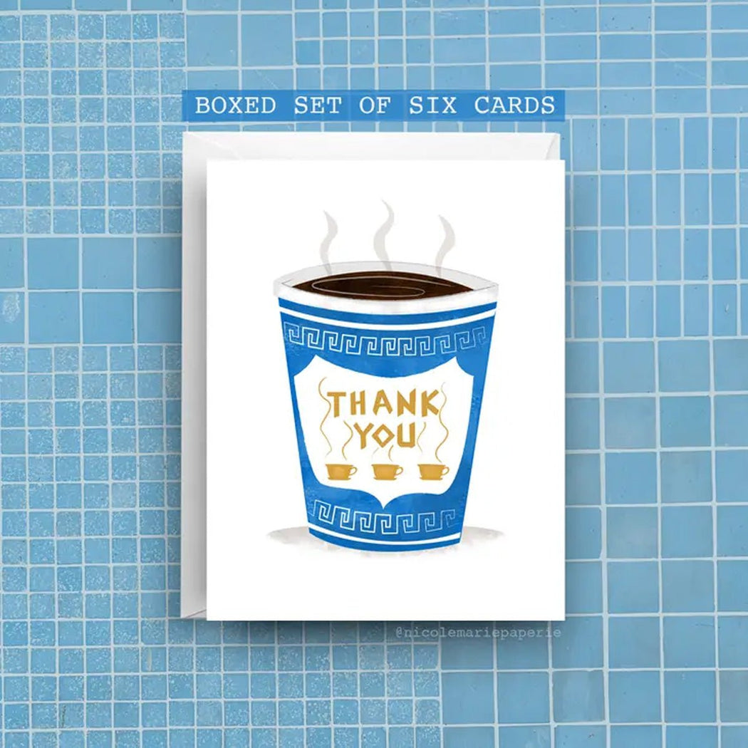Greek Coffee Thanks - Box of 6 Cards - Lockwood Shop - Nicole Marie Paperie