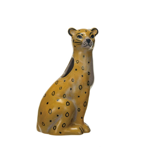 Hand-Painted Stoneware Leopard Shaped Vase, Crackle Glaze - Lockwood Shop - Creative Co-Op