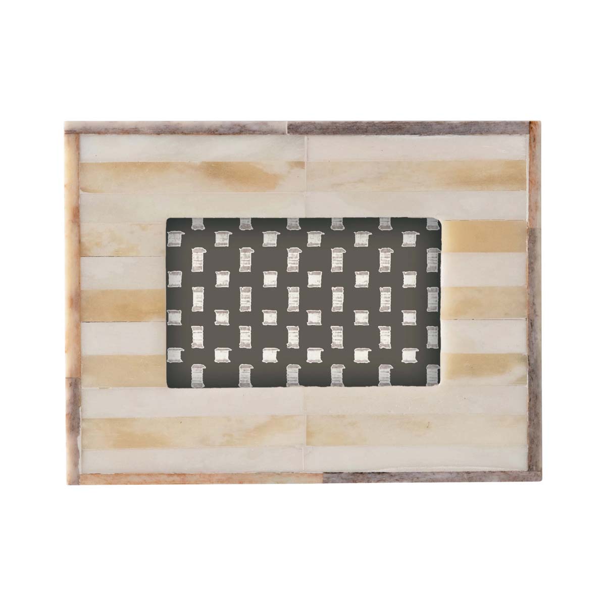 Handmade Two-Tone Bone & MDF Photo Frame, Natural (Holds 2" x 3" Photo) - Lockwood Shop - Creative Co-Op