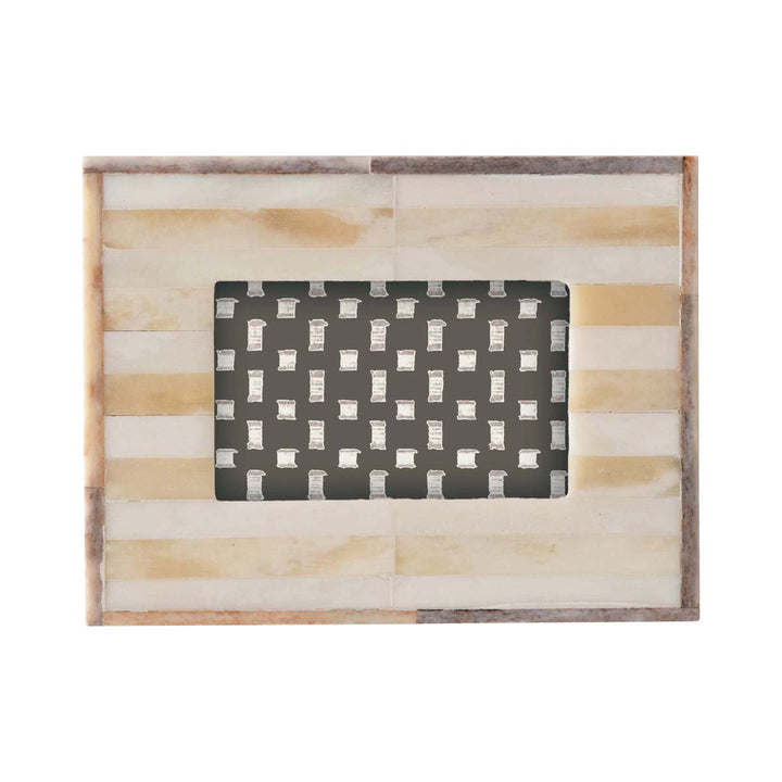 Handmade Two-Tone Bone &amp; MDF Photo Frame, Natural (Holds 2" x 3" Photo) - Lockwood Shop - Creative Co-Op