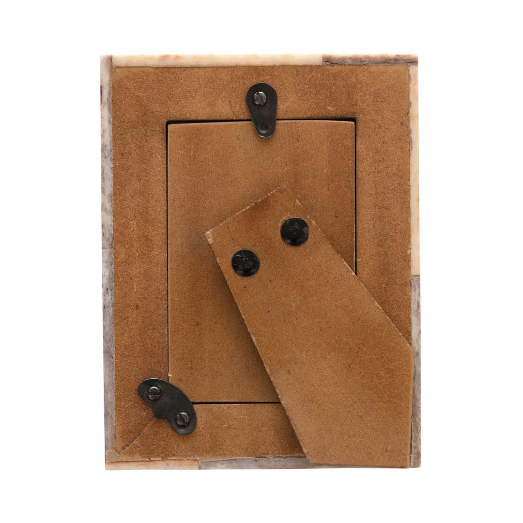 Handmade Two-Tone Bone &amp; MDF Photo Frame, Natural (Holds 2" x 3" Photo) - Lockwood Shop - Creative Co-Op