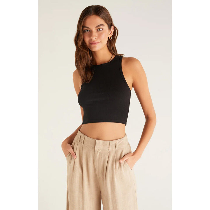 Hannah Crop Rib Tank in Black - Lockwood Shop - Z Supply