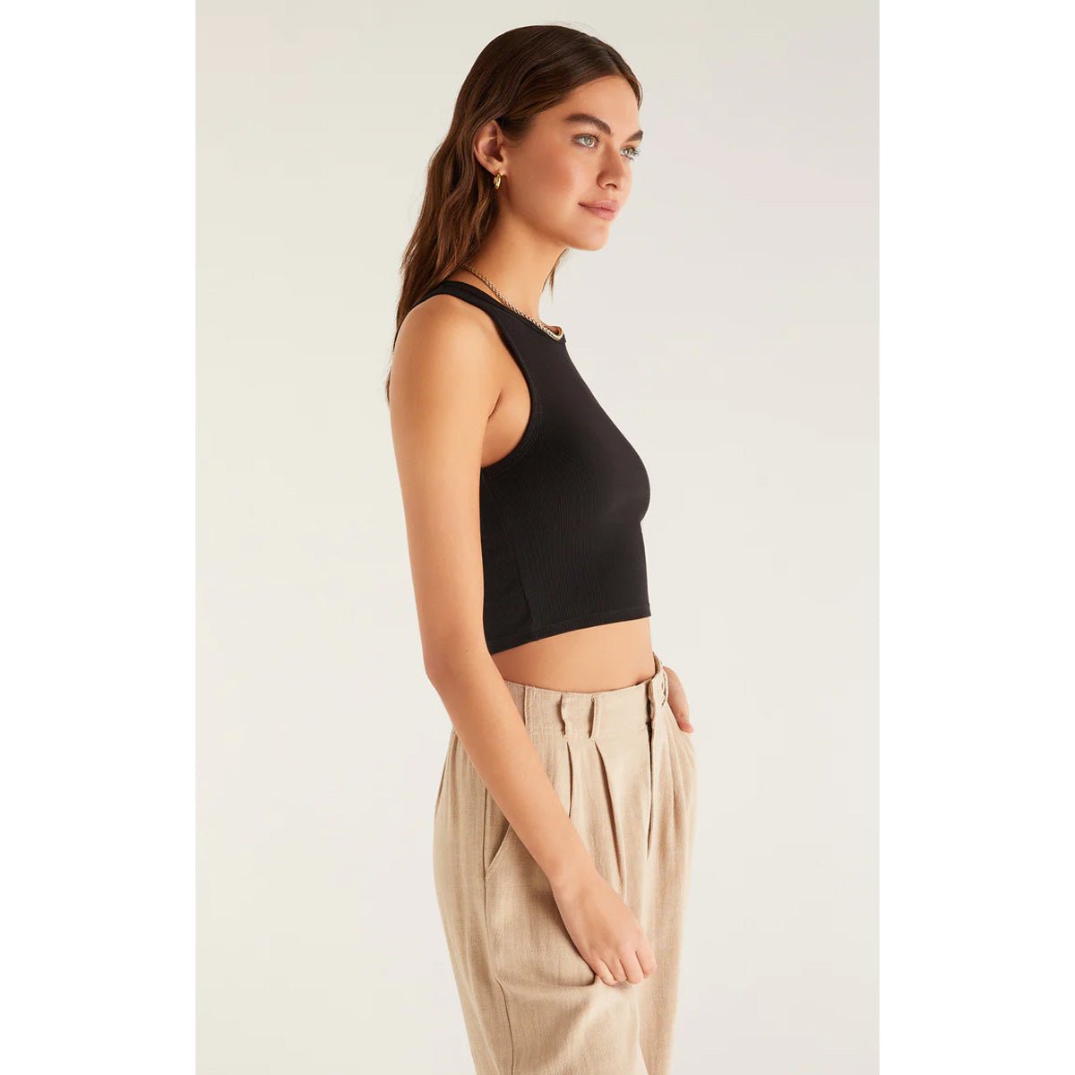 Hannah Crop Rib Tank in Black - Lockwood Shop - Z Supply