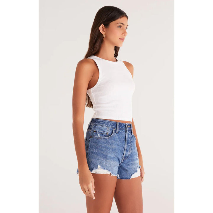 Hannah Crop Rib Tank in White - Lockwood Shop - Z Supply