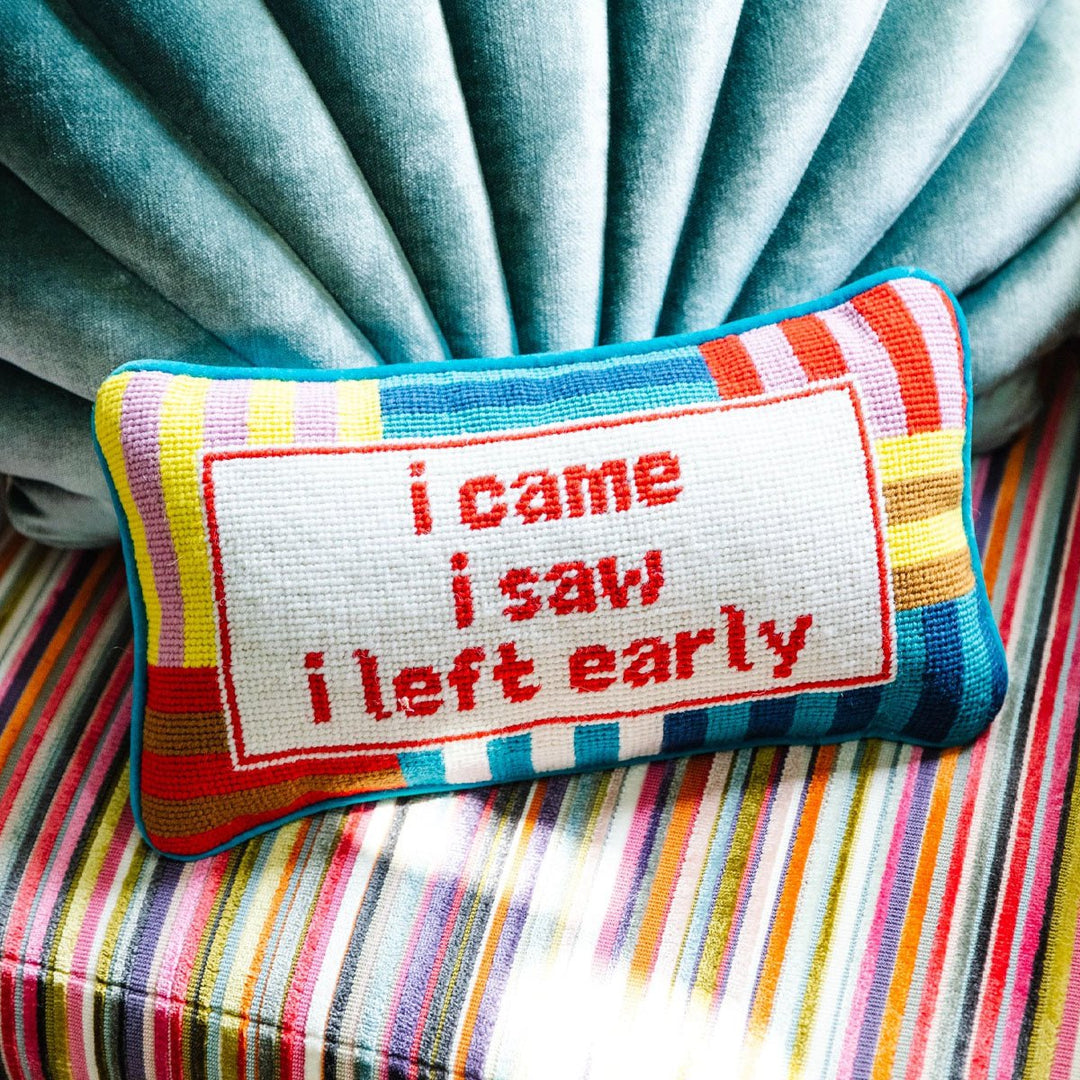 I Came I Saw Needlepoint Pillow - Lockwood Shop - Furbish Studio