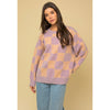 Irregular Checkerboard Sweater in Lavender/Apricot - Lockwood Shop - Gilli