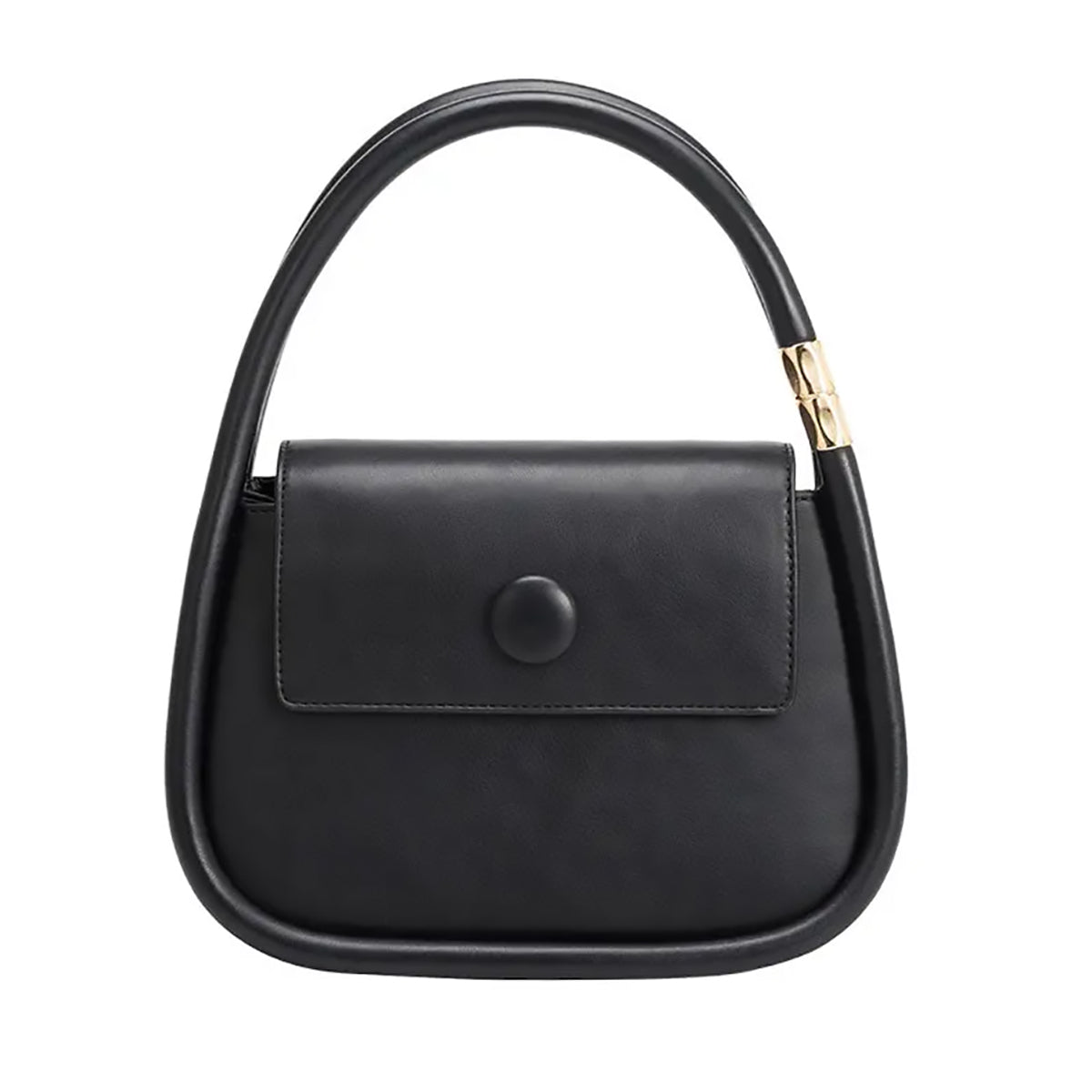 Double Top Handle Structured Bag - Black