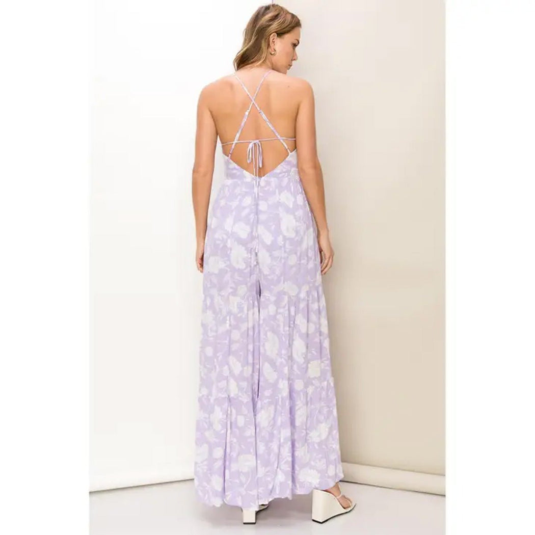Knotty and Nice Floral Print Jumpsuit in Lavender - Lockwood Shop - Hyfve