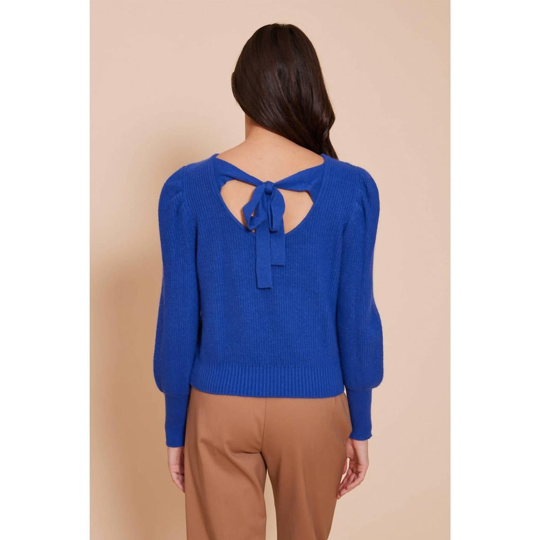 Kyla Tie Sweater in Blue - Lockwood Shop - Lucy Paris