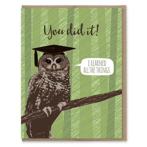 Learned All the Things Owl Greeting Card - Lockwood Shop - Modern Printed Matter