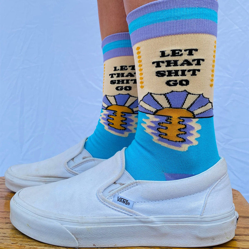 Let That Shit Go Women's Crew Socks - Lockwood Shop - Groovy Things co