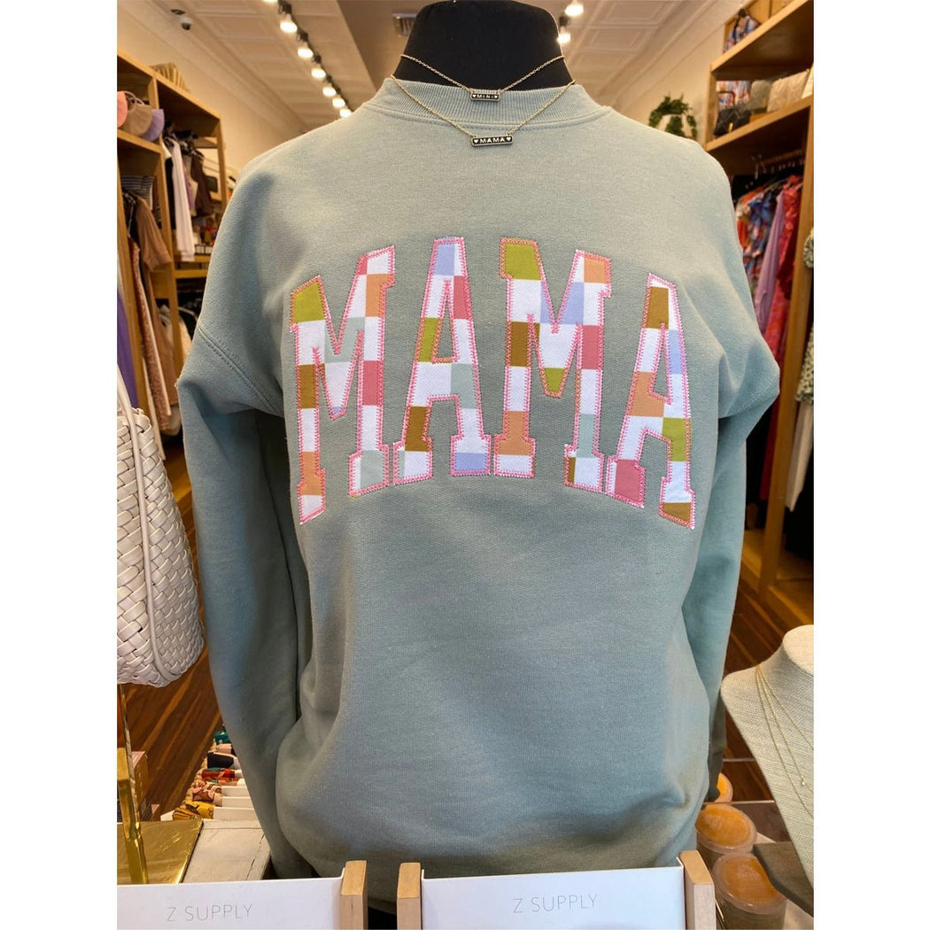 Mama Pastel Check Sweatshirt in Stonewash - Lockwood Shop - Dash Forward