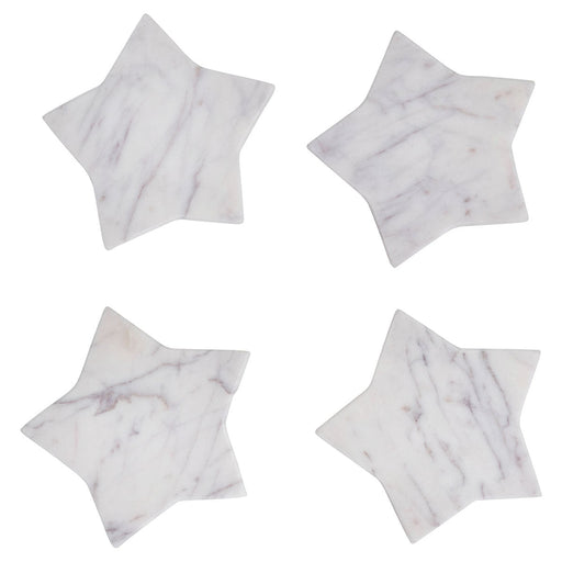 Marble Star Shaped Coasters, White, Set of 4 - Lockwood Shop - Creative Co-Op