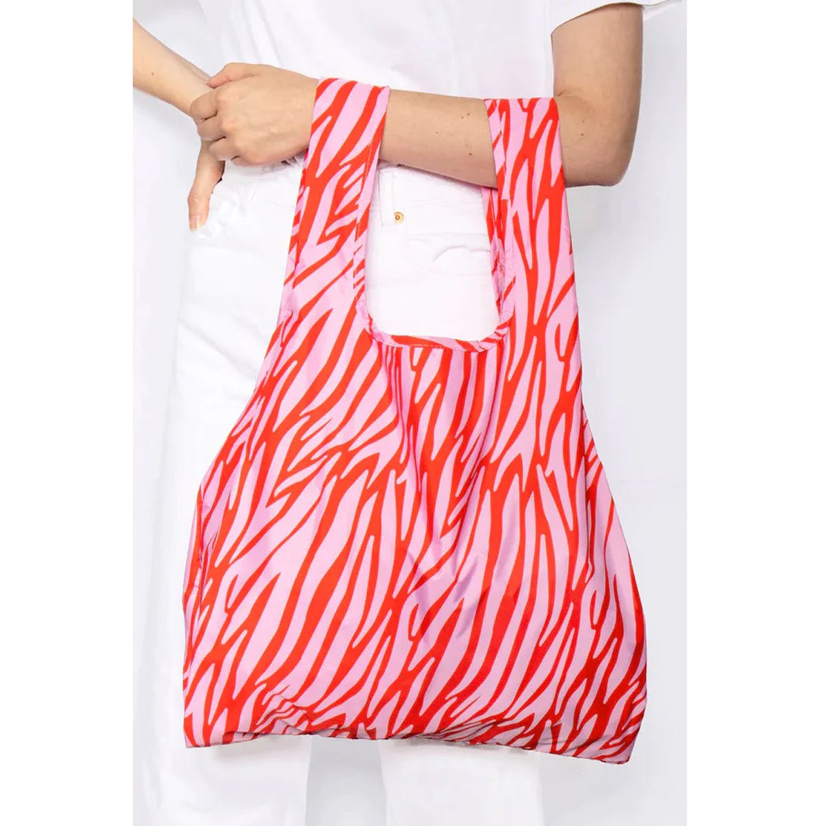 Med Recycled Reusable Bag - Pink/Red Zebra - Lockwood Shop - Kind Bags