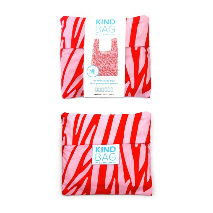 Med Recycled Reusable Bag - Pink/Red Zebra - Lockwood Shop - Kind Bags