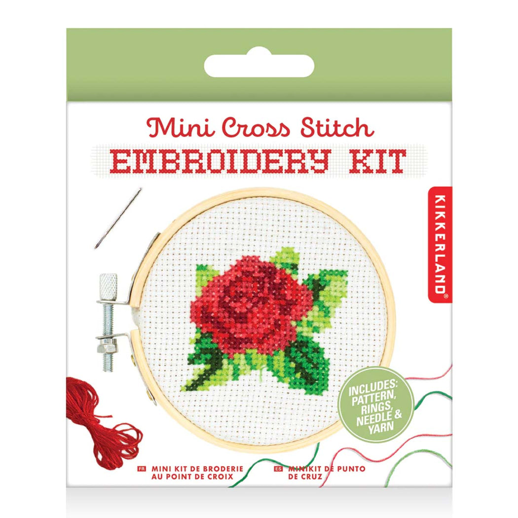 Mini Cross Stitch Embroidery Kit - Lockwood Shop - Kikkerland