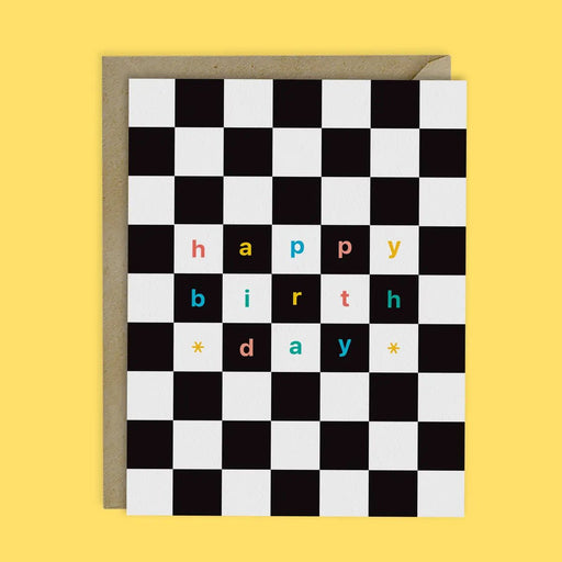 Modern B&W Checkerboard Birthday Card - Lockwood Shop - Melloworks