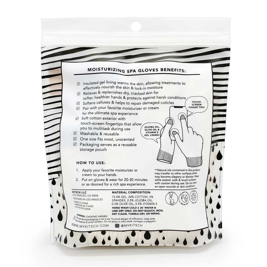 Moisturizing Spa Gloves - in kitsch packaging - backside with instructions - Lockwood Shop - Kitsch