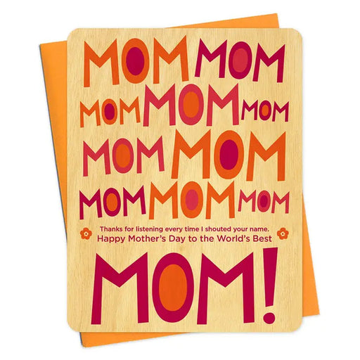 Mom Shout Out Real Wood Greeting Card - Lockwood Shop - Night Owl Paper Goods