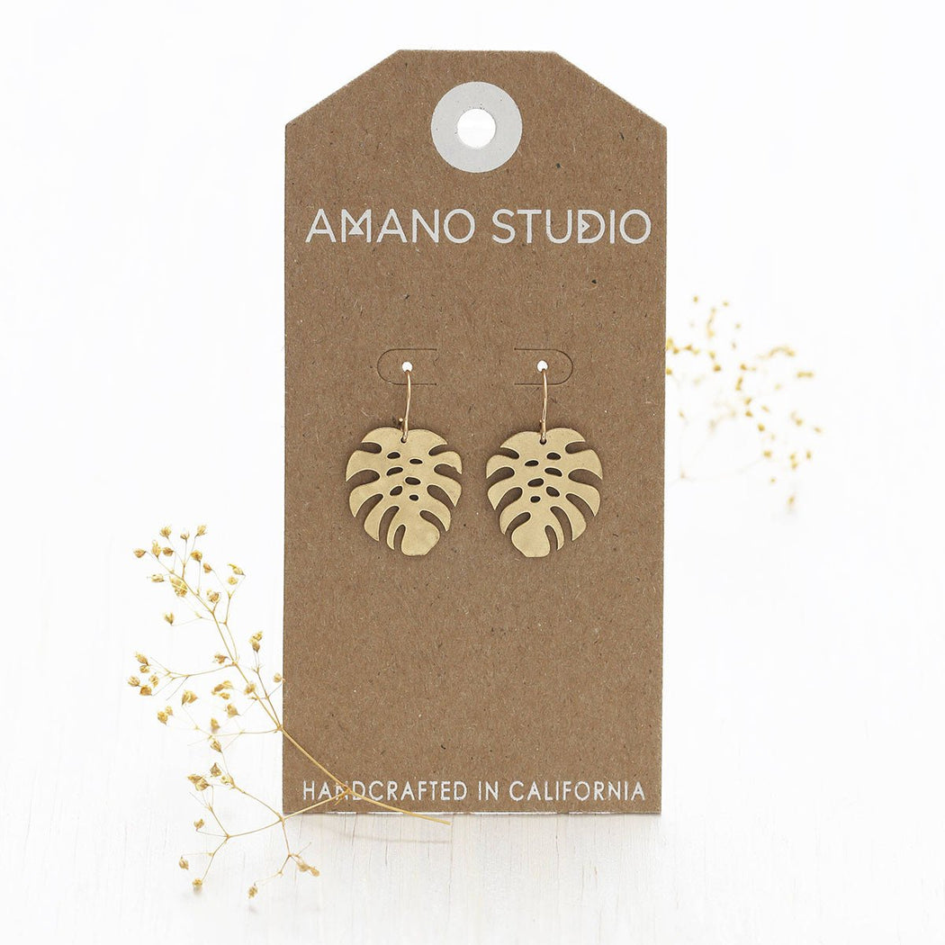 Monstera Palm Drop Earrings - Lockwood Shop - St Armands