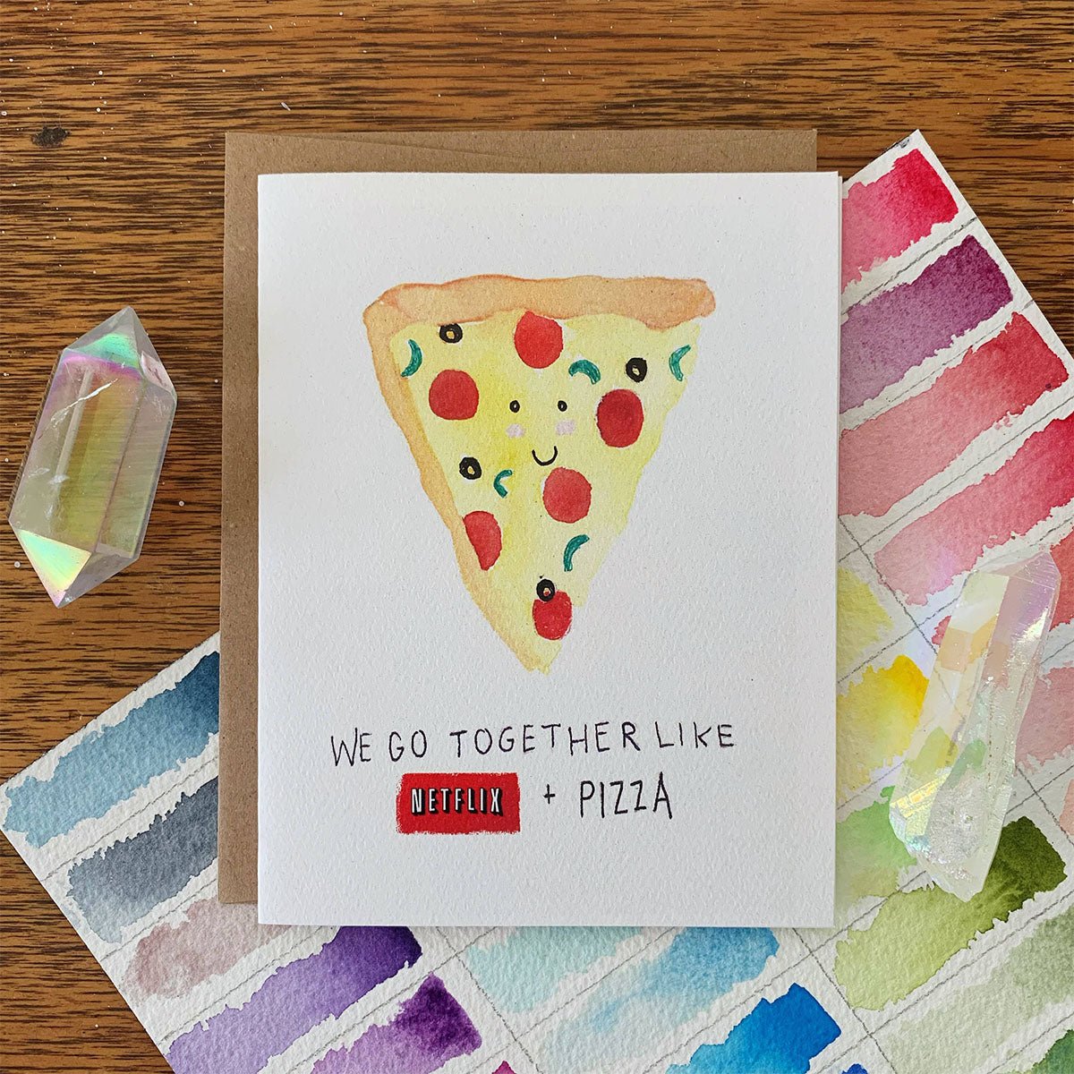 Netflix & Pizza Greeting Card - Lockwood Shop - Jess Weymouth