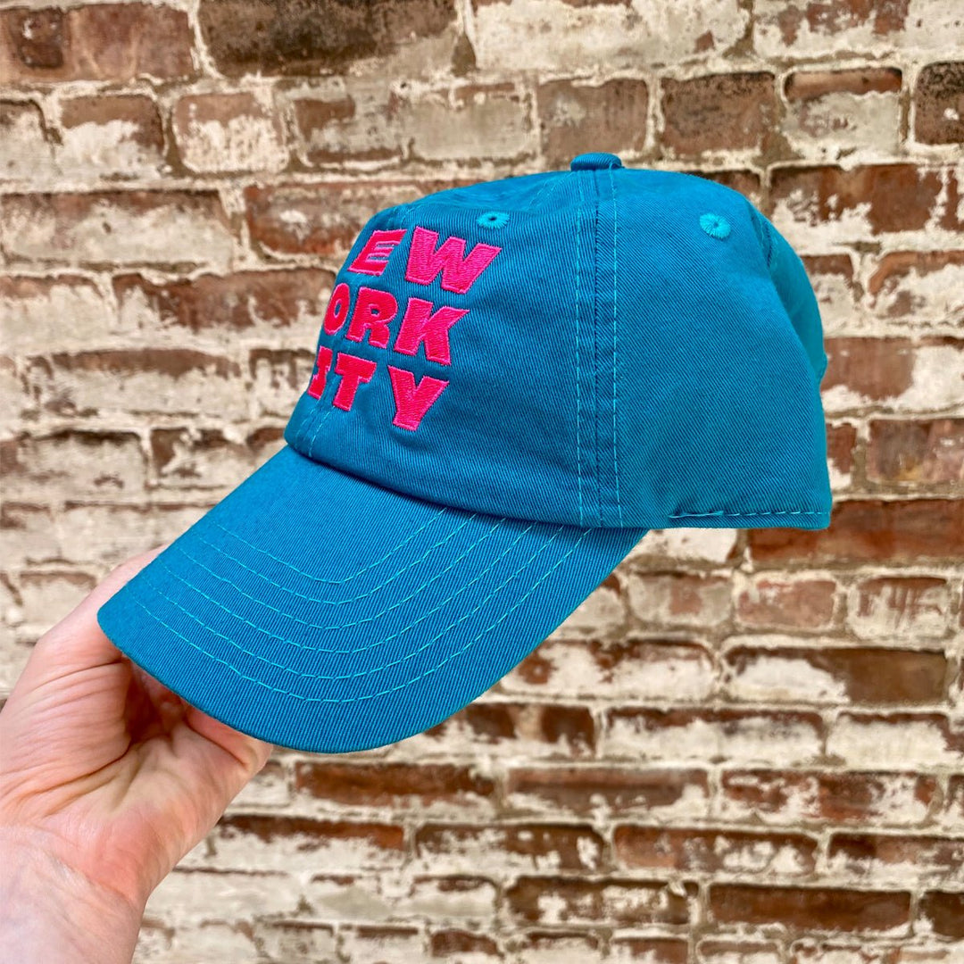 New York City Stack Hat- Aqua w/ Hot Pink - Lockwood Shop - J &amp; Jin Trading Corp