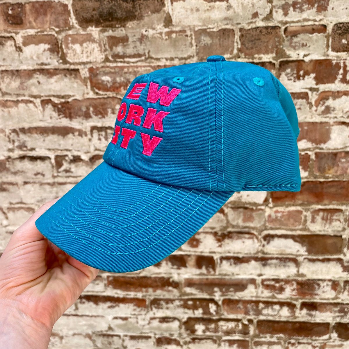New York City Stack Hat- Aqua w/ Hot Pink - Lockwood Shop - J & Jin Trading Corp