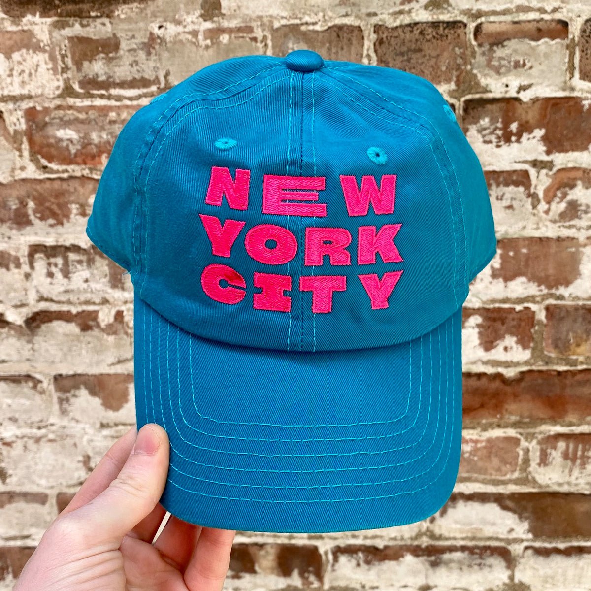 New York City Stack Hat- Aqua w/ Hot Pink - Lockwood Shop - J & Jin Trading Corp