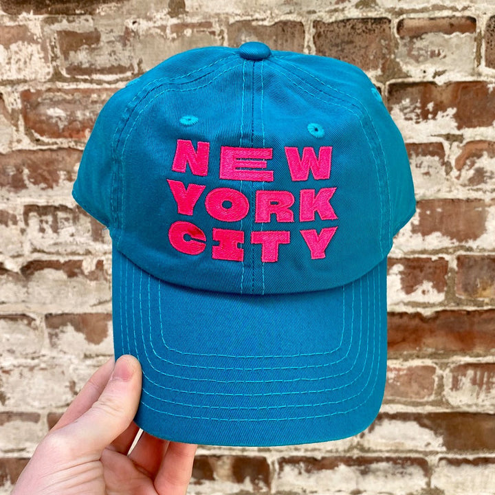 New York City Stack Hat- Aqua w/ Hot Pink - Lockwood Shop - J &amp; Jin Trading Corp