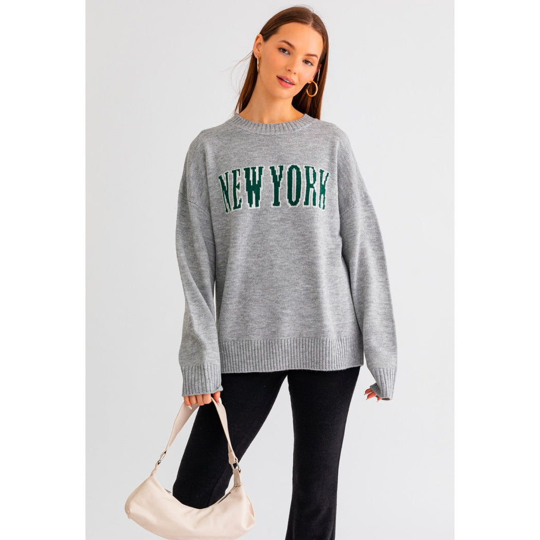 New York Round Neck Sweatshirt in Heather Grey - Lockwood Shop - Le Lis
