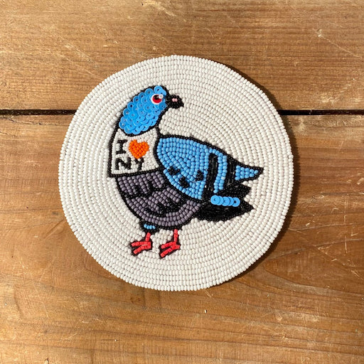 NY Pigeon Beaded Coaster - Lockwood Shop - Essence NY Inc