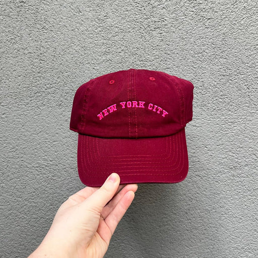 NYC Arch Hat- Burgundy w/ Hot Pink - Lockwood Shop - J & Jin Trading Corp
