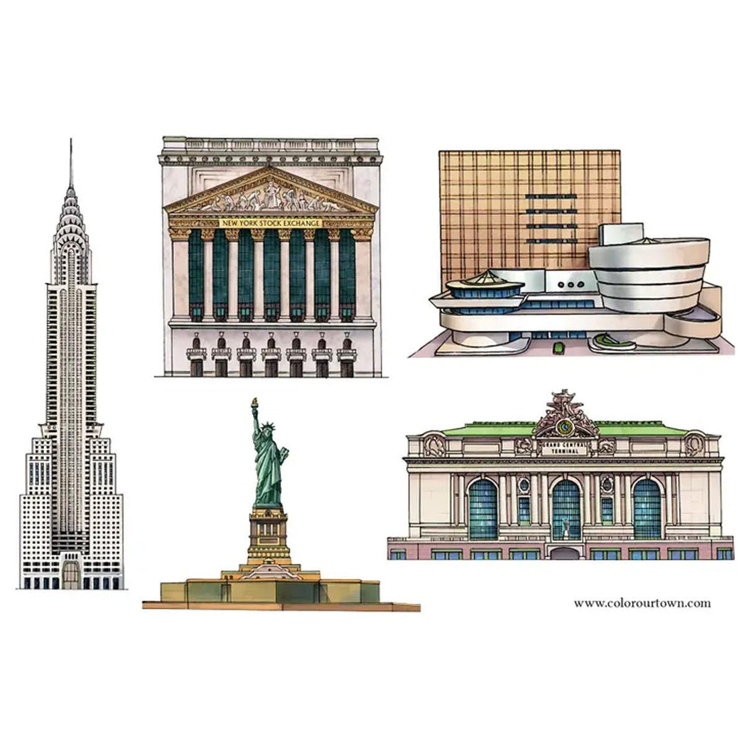 NYC Architecture Sticker Sheet - Lockwood Shop - Color Our Town