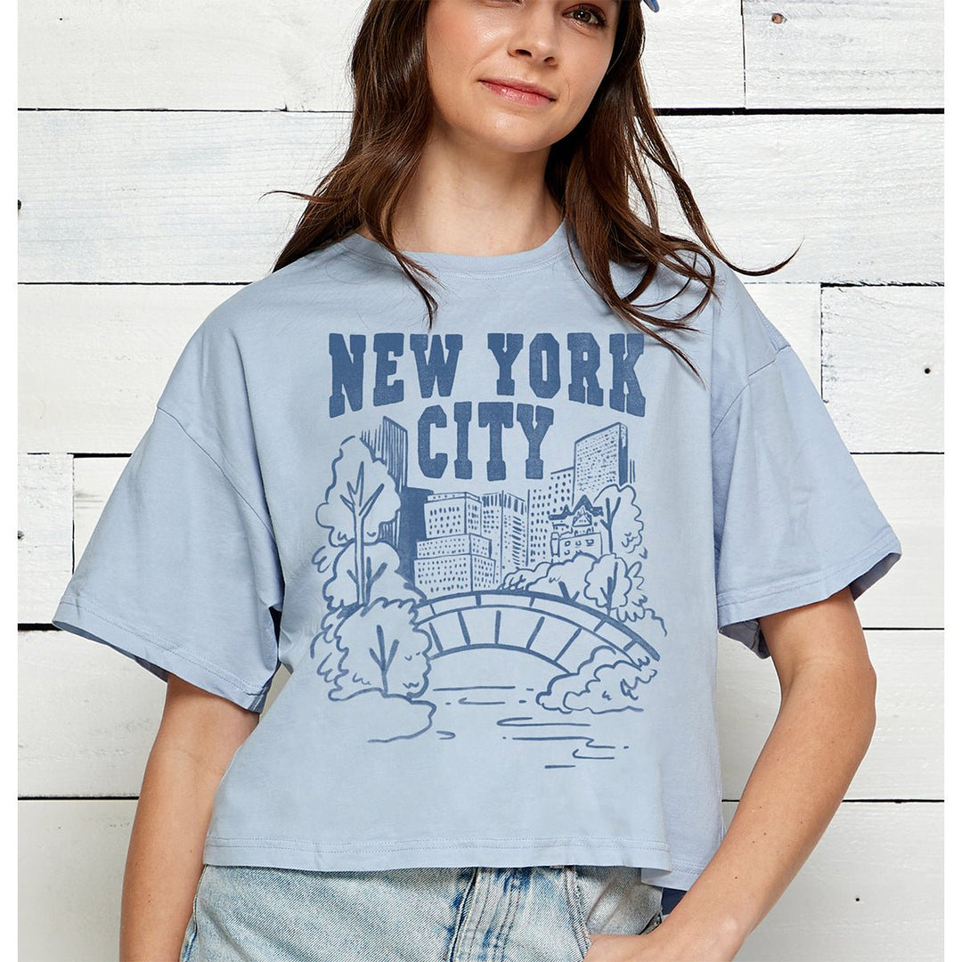 NYC Central Park Crop Tee in Ocean Blue - Lockwood Shop - Honestee