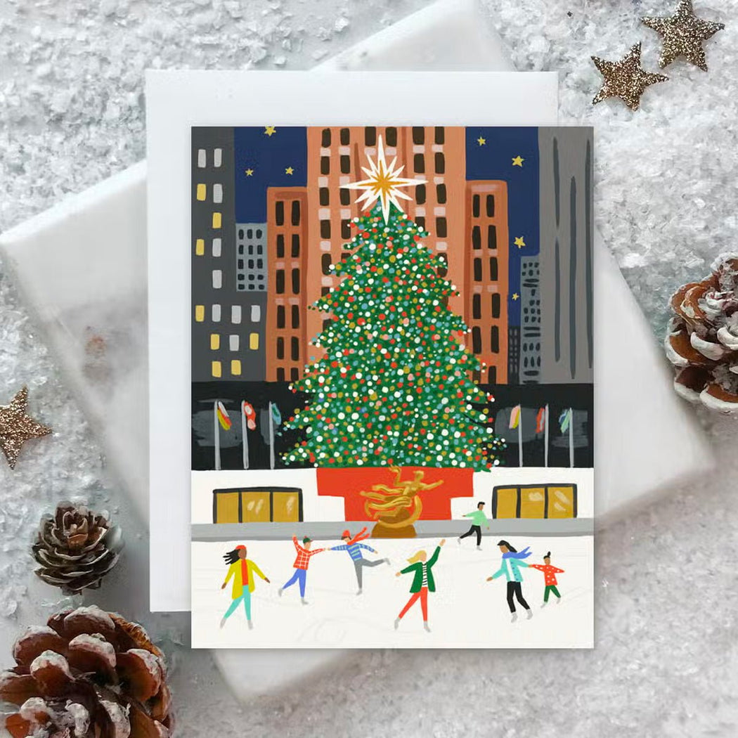 NYC Holiday: Rockefeller Center Tree Greeting Card - Lockwood Shop - Idlewild Co