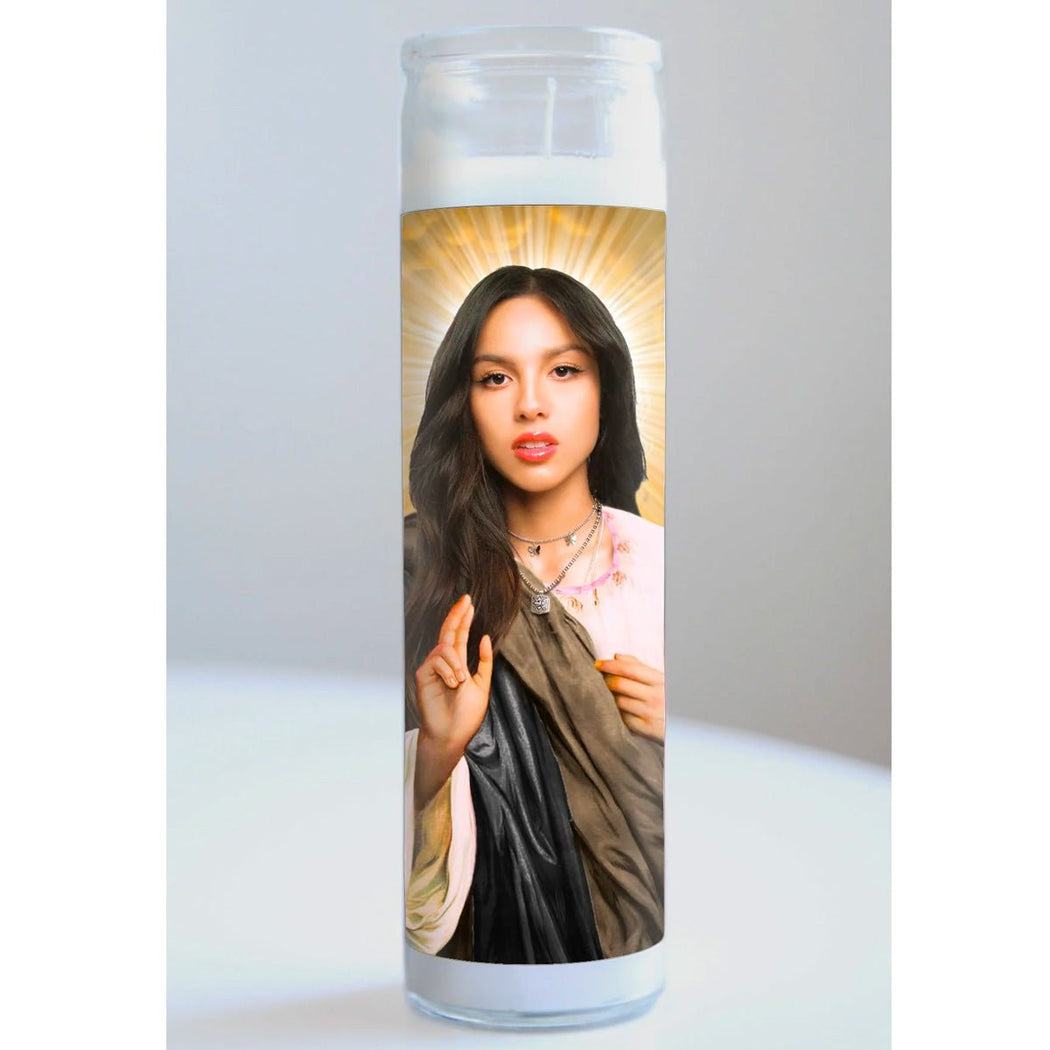 Olivia Rodrigo Brown Robe Prayer Candle - Lockwood Shop - Illuminidol
