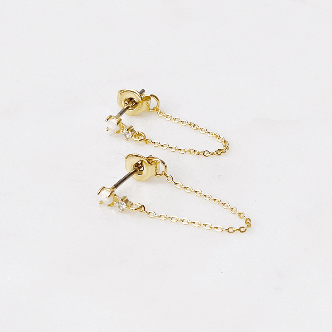 Opal Chain Huggie Earrings - Lockwood Shop - Lucky Collective
