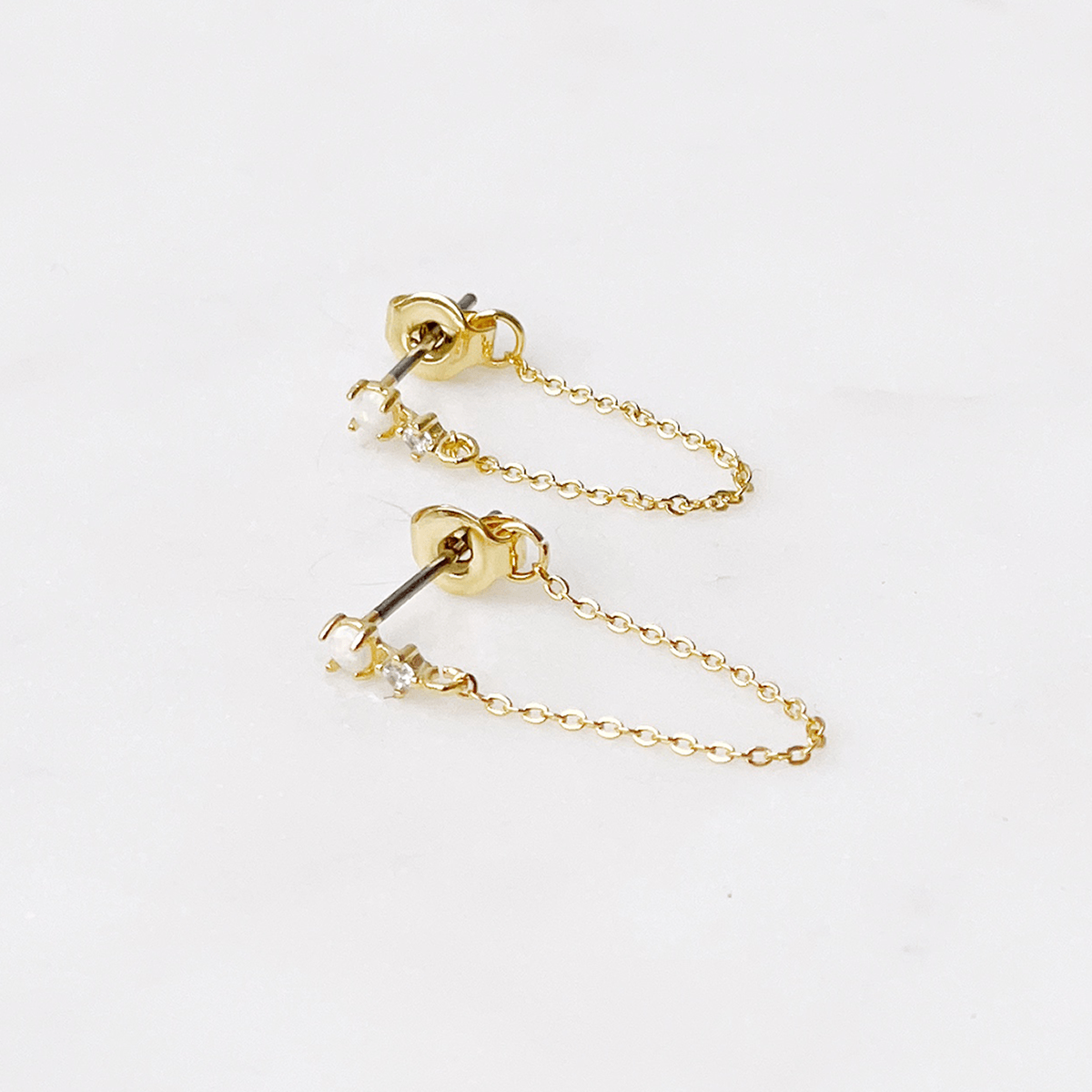 Opal Chain Huggie Earrings - Lockwood Shop - Lucky Collective