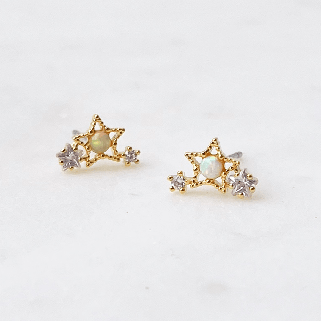 Opal &amp; CZ Star Cluster Stud Earrings - Lockwood Shop - Lucky Collective