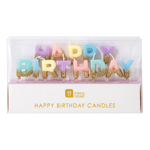 Pastel Glitter Dipped HBD Candle - Lockwood Shop - Talking Tables
