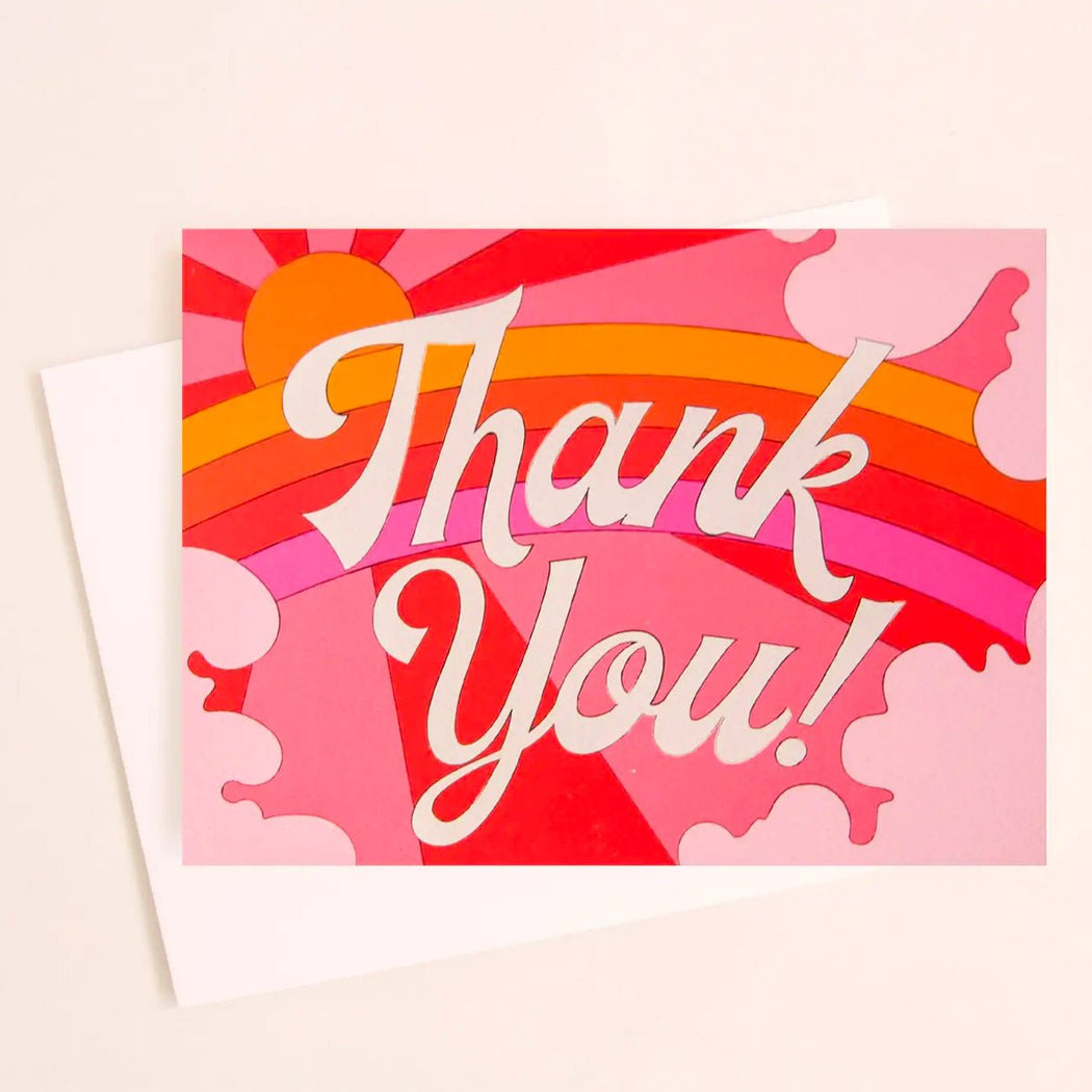 Pink Rainbow Thank You Greeting Card - Lockwood Shop - Sunshine Studios