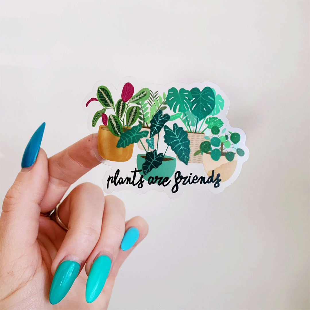 Plants Are Friends Transparent Vinyl Sticker - Lockwood Shop - Jess Weymouth