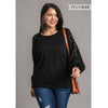 Plus Pullover Sweater w/ Pearl Sleeve Detail in Black - Lockwood Shop - Umgee