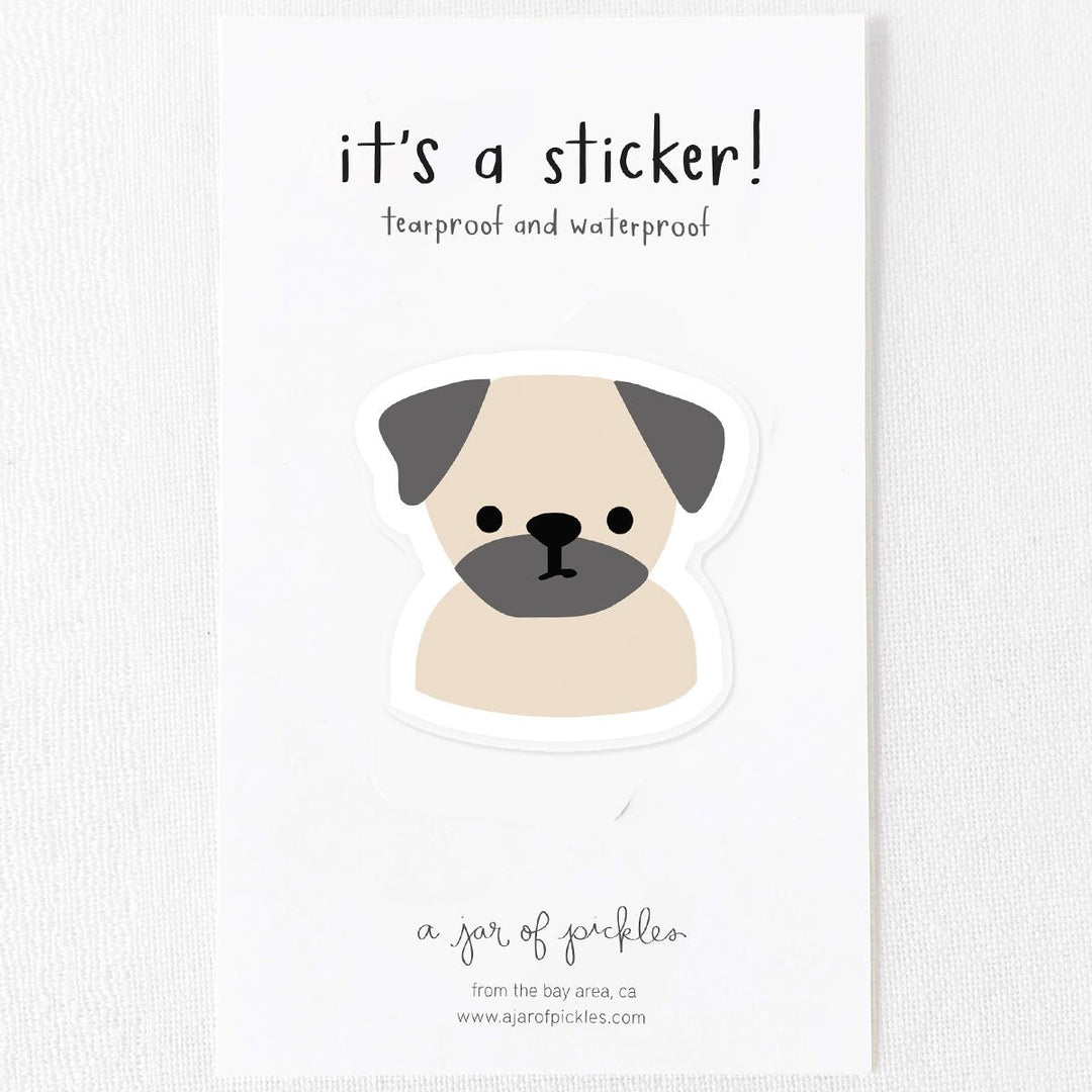 Pug Face Vinyl Sticker - Lockwood Shop - A Jar of Pickles