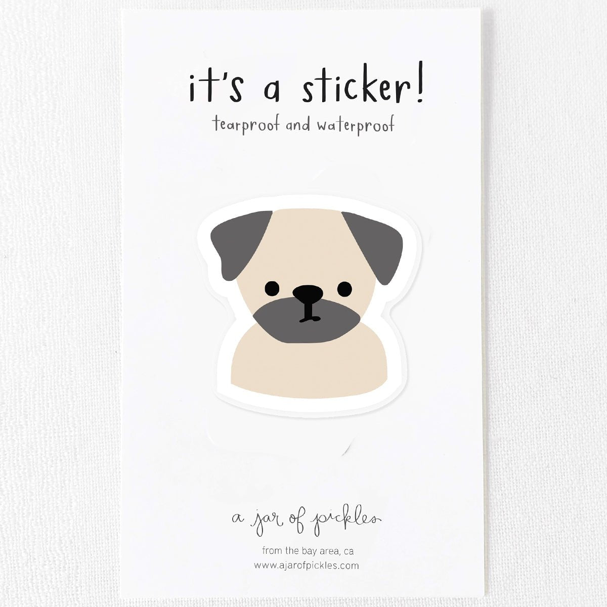 Pug Face Vinyl Sticker - Lockwood Shop - A Jar of Pickles