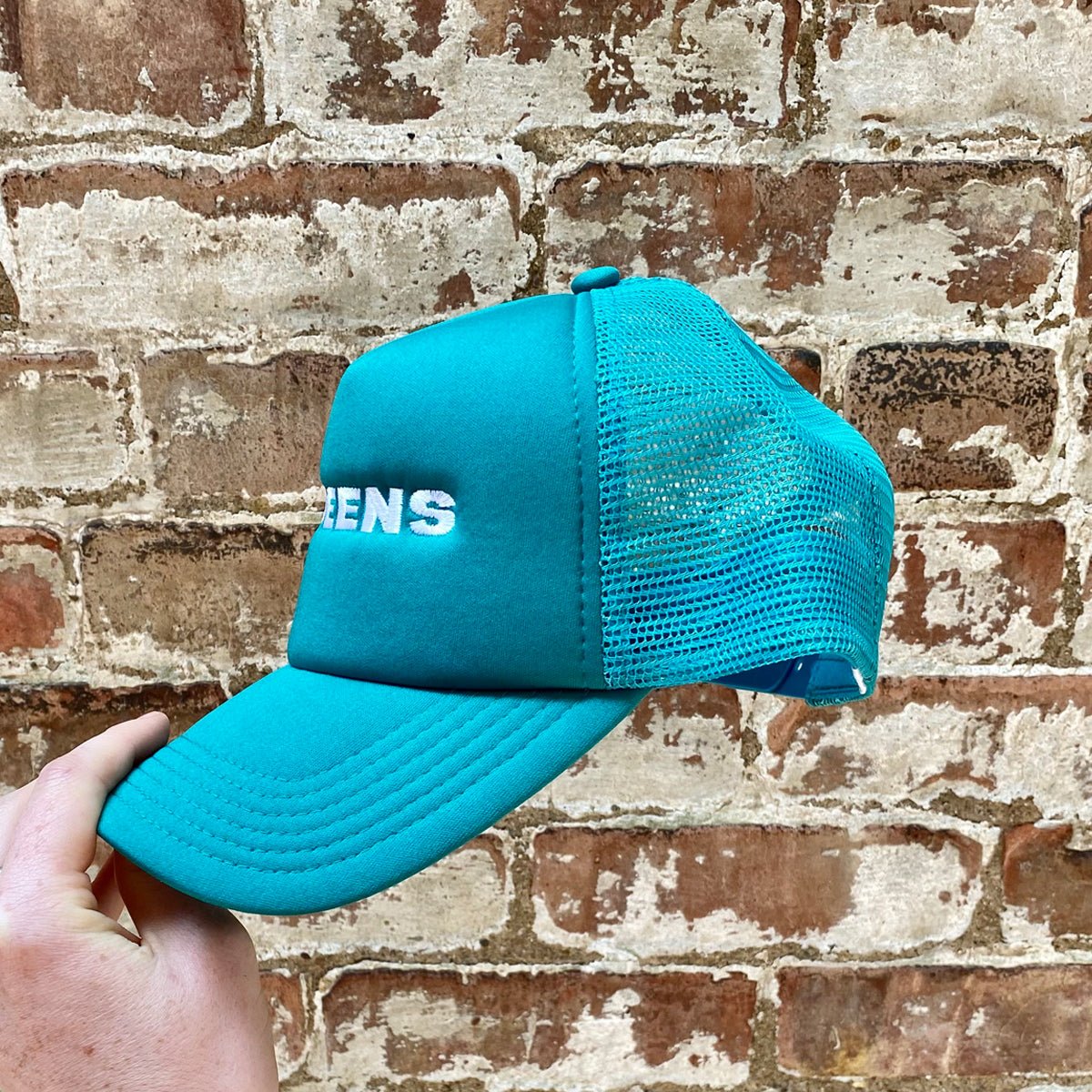 Queens Trucker Hat- Teal w/ White - Lockwood Shop - J & Jin Trading Corp