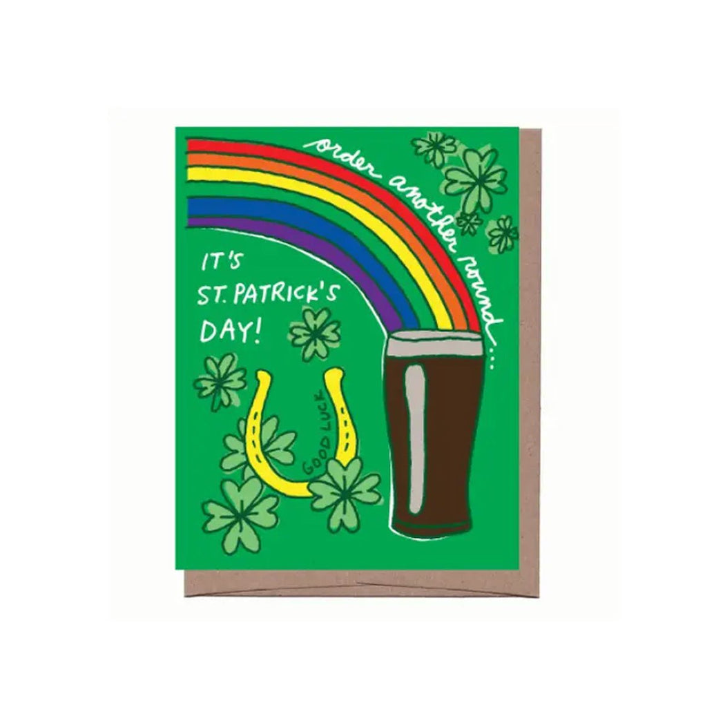 Rainbow Beer St. Patrick's Day Greeting Card - Lockwood Shop - La Familia Green